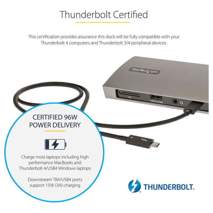 StarTech Docking Station Thunderbolt 4 TB4CDOCKUE 96W PD