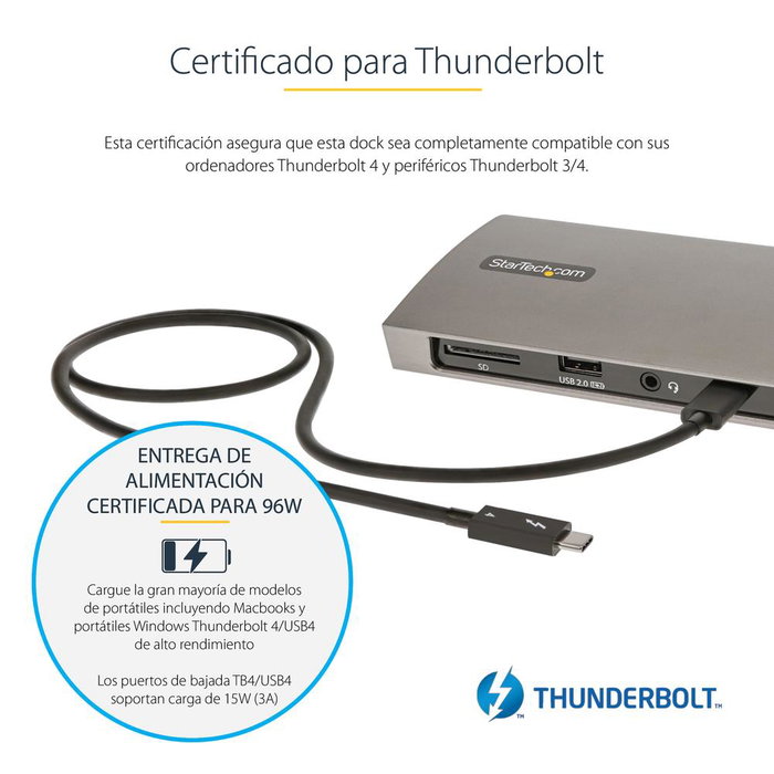 Startech Docking Station Thunderbolt 4, 11 en 1 con USB 3.2, Ethernet, Lector de Tarjetas SD/MicroSD, 8K@30Hz/4K@60Hz, Power Delivery 96W para Laptop, Windows/macOS Startech Docking Station Thunderbolt 4, 11 en 1 con USB 3.2, Ethernet, Lector de Tarjetas SD/MicroSD, 8K@30Hz/4K@60Hz, Power Delivery 96W para Laptop, Windows/macOS
