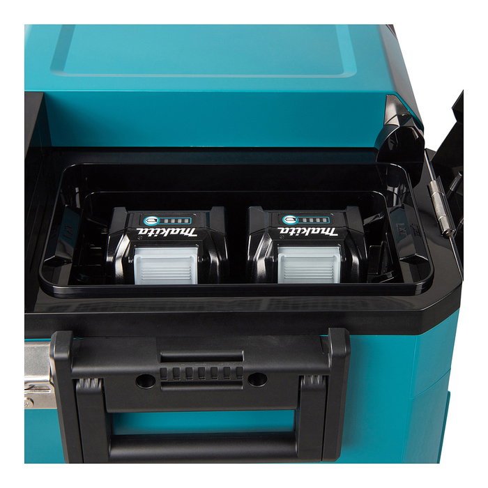 Makita CW004GZ Caja Térmica Portátil 40V Refrigeración y Calor 29L -18°C a 60°C Negro Azul con Ruedas y LED