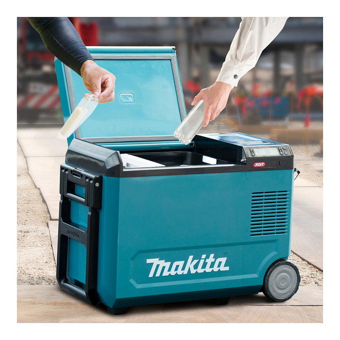 Makita CW004GZ Caja Térmica Portátil 40V Refrigeración y Calor 29L -18°C a 60°C Negro Azul con Ruedas y LED