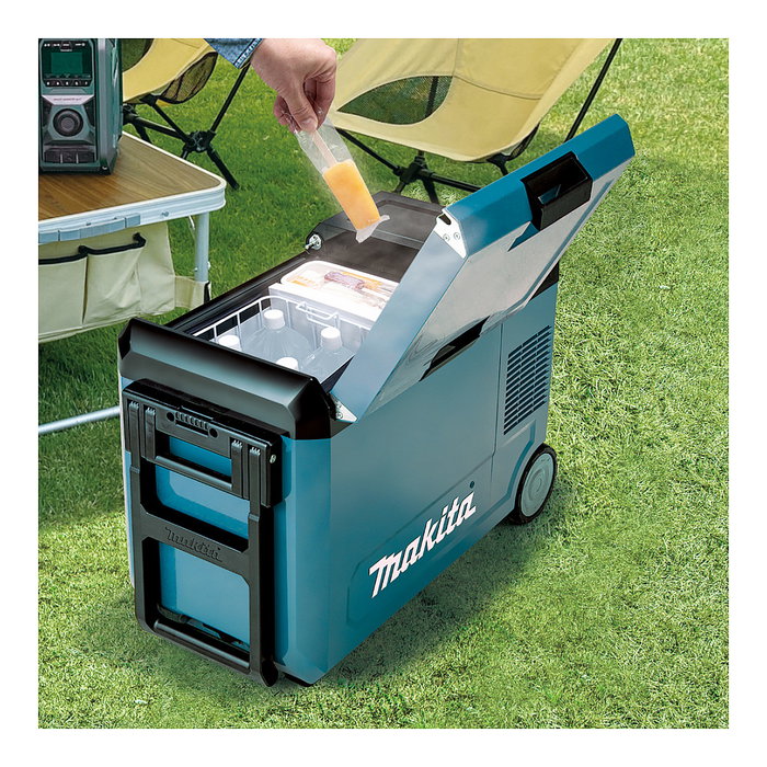 Makita CW004GZ Caja Térmica Portátil 40V Refrigeración y Calor 29L -18°C a 60°C Negro Azul con Ruedas y LED