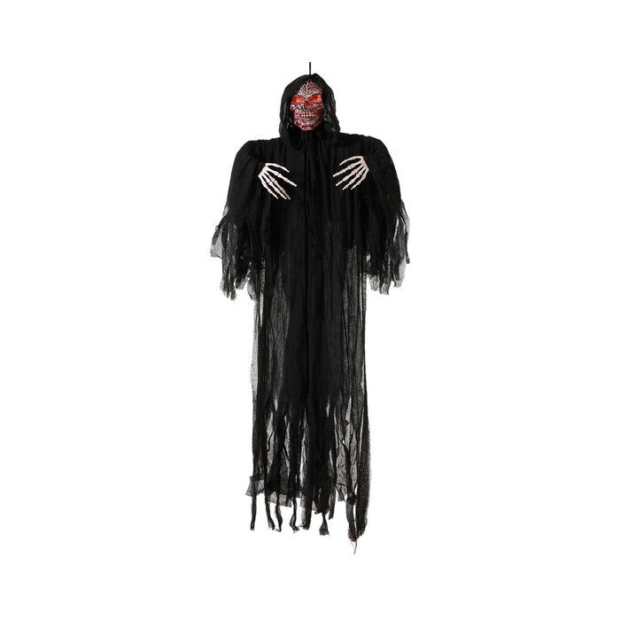 Niña Fantasma Colgante Decoración Halloween con Ojos de Gato Brillantes, 50 cm