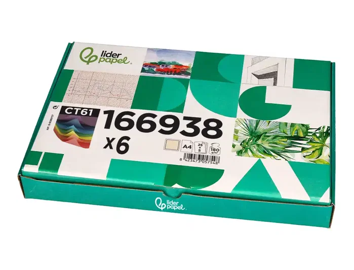 Liderpapel Cartulina A4 180g/m2 Crema Paquete 25+5 Hojas en Carpeta con Cierre Velcro