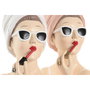 DKD Home Decor Figura de Resina Blanca y Rosa Surtido de 2