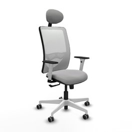PIQUERAS Y CRESPO Silla de oficina Zulema Gris y Blanca con mecanismo Sincro