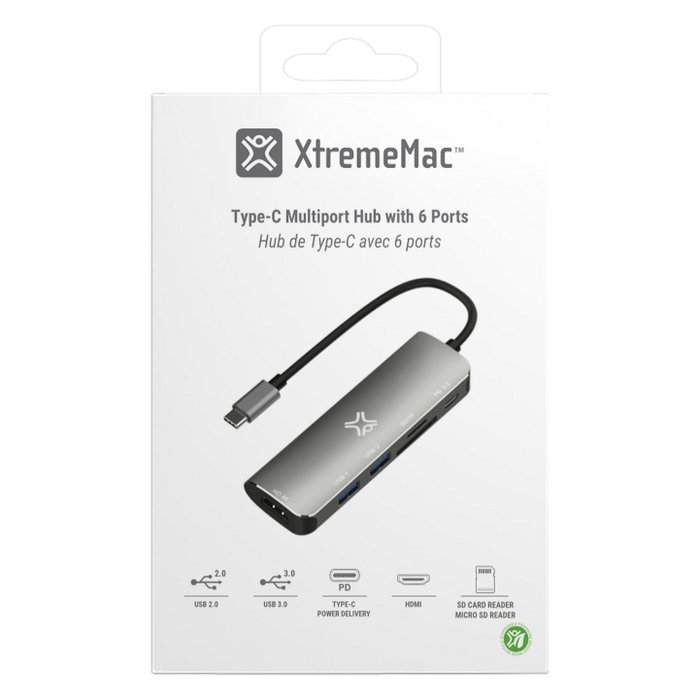 XTREMEMAC XWH-HUB6-13 Hub USB-C de 6 puertos