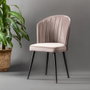 Hanah Home Juego de Sillas (4 Piezas) Cappuccino MDF con Patas Metálicas y Tapicería Poliéster - Elegancia Moderna para tu Hogar