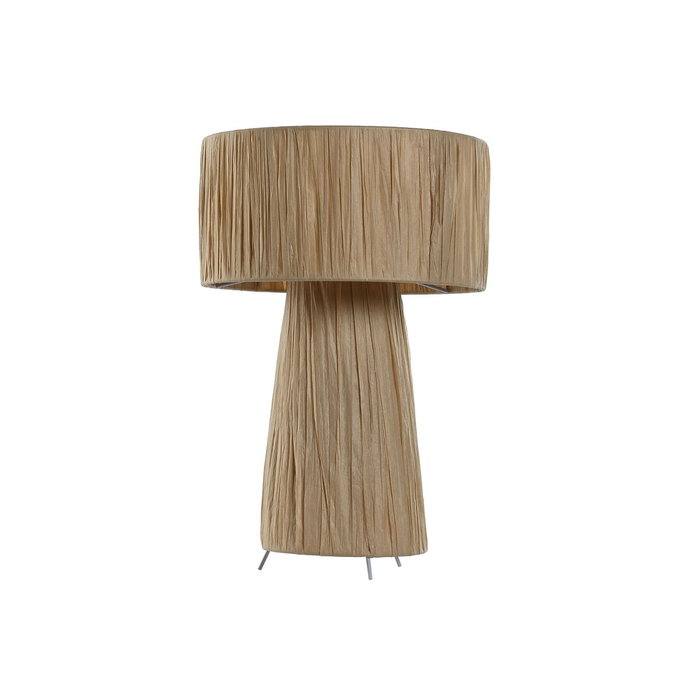 DKD Home Decor Lámpara de Sobremesa de Rafia y Metal Natural Marrón Claro