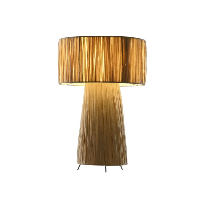 DKD Home Decor Lámpara de Sobremesa de Rafia y Metal Natural Marrón Claro