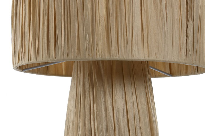 DKD Home Decor Lámpara de Sobremesa de Rafia y Metal Natural Marrón Claro