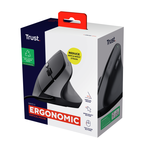 Trust Bayo II Ratón Ergonómico Vertical Negro