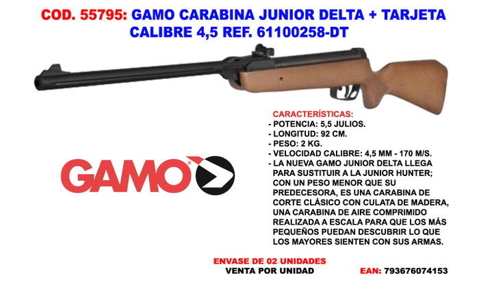 GAMO Carabina Delta Junior Calibre 4,5-7,5 julios GAMO Carabina Delta Junior Calibre 4,5-7,5 julios