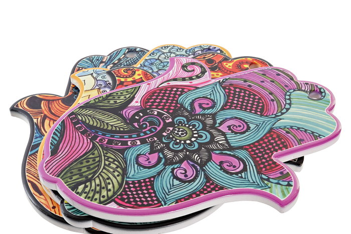 DKD Home Decor Salvamanteles Mano Hamsa 18x23x1 cm, Surtido de 4 piezas DKD Home Decor Salvamanteles Mano Hamsa 18x23x1 cm, Surtido de 4 piezas