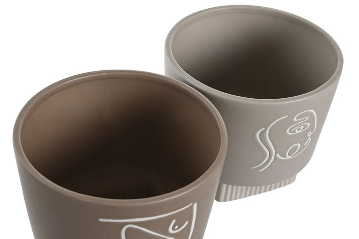 Macetero Moderno DKD Home Decor Beige Marron Claro 15.5 x 14 x 15.5 cm (12 Unidades)