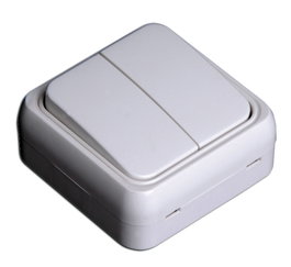 SIMON Conmutador doble de superficie Finstock Alfa Blanco MS131801