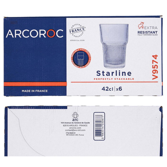 Caja 6 Vasos Altos Tensionados Starline Arcoroc 42 cL