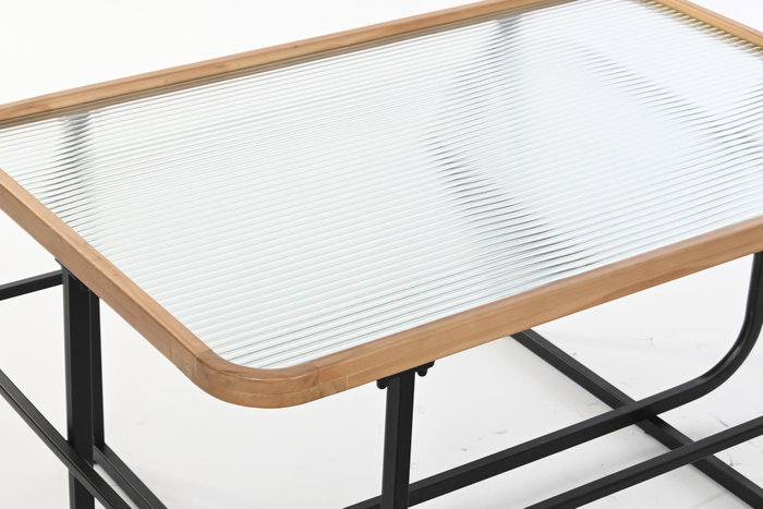 DKD Home Decor Mesa de Centro de Metal y Cristal Negro