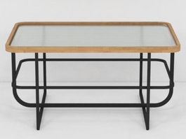 DKD Home Decor Mesa de Centro de Metal y Cristal Negro