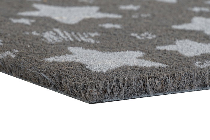 DKD Home Decor Felpudo Básico Fibra de Coco y Goma Verde Gris Estrellas 40 x 60 cm (2 Unidades)