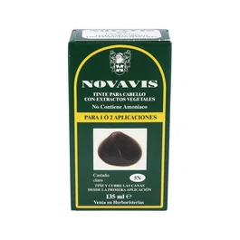 Novavis Tinte Novavis 5N Castaño Claro 135 ml para Cabello, Con Extractos Vegetales Sin Amoniaco, Cubre Canas, Incluye Tinte, Revelador, Crema y Champú