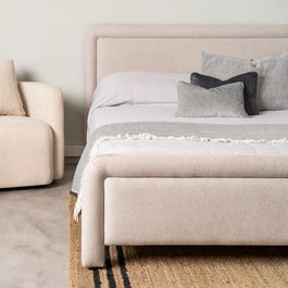 Cama Beige Tejido Dormitorio 160 X 217 X 107 cm