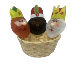 DKD Home Decor Cesta de Poliéster y Fibra Reyes Magos Multicolor