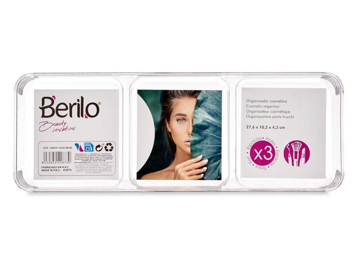 Berilo Bandeja Organizadora Multiusos 3 Huecos Transparente Berilo Bandeja Organizadora Multiusos 3 Huecos Transparente