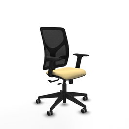 PIQUERAS Y CRESPO Silla de oficina Motilla con mecanismo Sincro/Traslack Crema y Negro