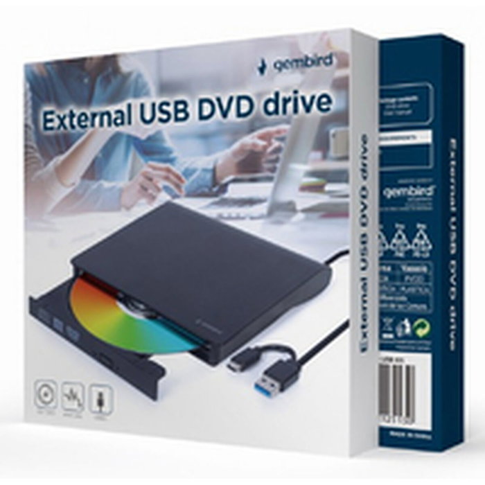 Gembird DVD-USB-031 Unidad de Disco Óptico DVD±RW USB Tipo C Negro Gembird DVD-USB-031 Unidad de Disco Óptico DVD±RW USB Tipo C Negro