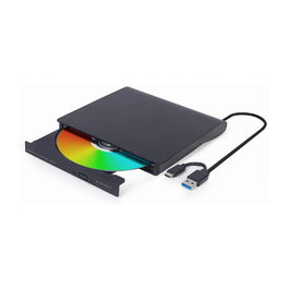 Gembird DVW EXT SLIM DVD-USB-031 Negro - Grabadora DVD Externa USB Tipo C, 8x DVD, 24x CD, Slim (140 x 140 x 18 mm)