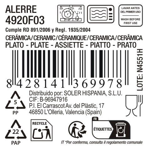 La Mediterranea Plato Alerre 20.3cm