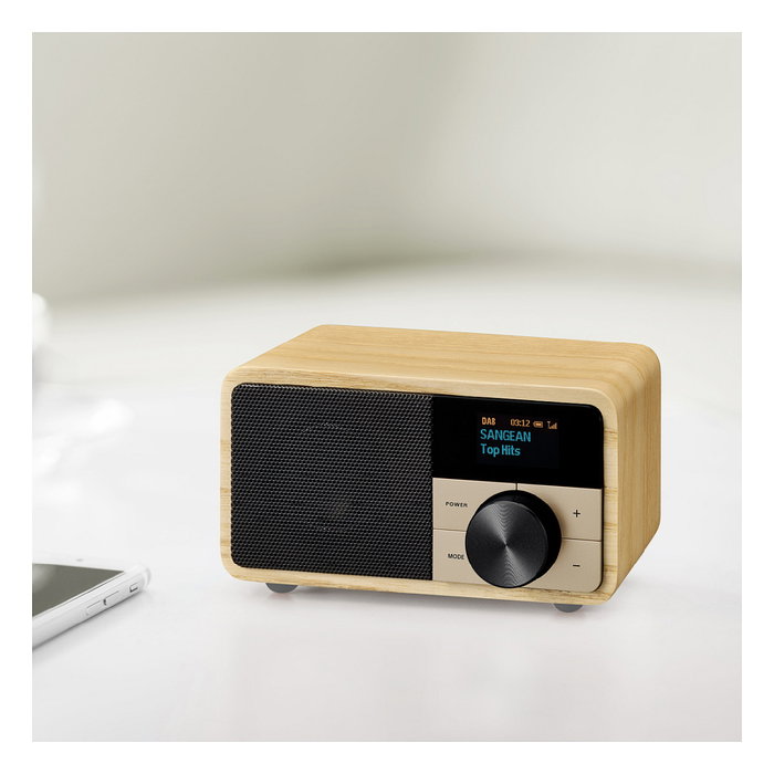 Sangean DDR-7 Radio FM/AM con altavoz de madera natural y bluetooth