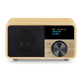 Sangean DDR-7 Radio Digital Personal de Madera Natural, DAB+, FM, Bluetooth 5.0, Pantalla OLED, 8W, Batería Recargable