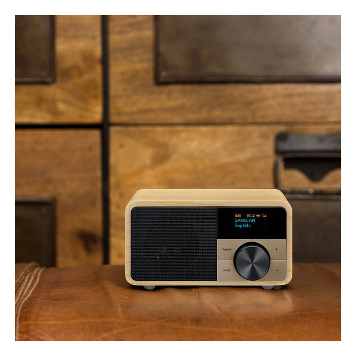 Sangean DDR-7 Radio FM/AM con altavoz de madera natural y bluetooth