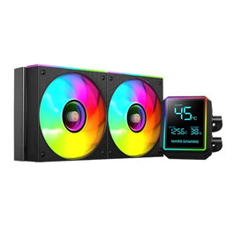 Mars Gaming Refrigeración Líquida MLLCDPRO240 con Pantalla LCD y ARGB, TDP 500W, Compatible con Intel LGA 1851 y AMD AM5