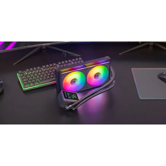 Mars Gaming ML-LCDPRO240 Kit Refrigeración Líquida CPU AIO 240mm Negro con Pantalla LCD 2.8", Ventiladores ARGB Infinity Mirror, Hasta 500W TDP, Compatible con Intel y AMD