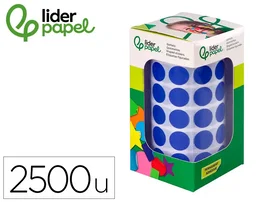 Liderpapel Gomets Circulares Autoadhesivos 15 mm Azul Rollo 2500 Unidades en Caja de Cartón