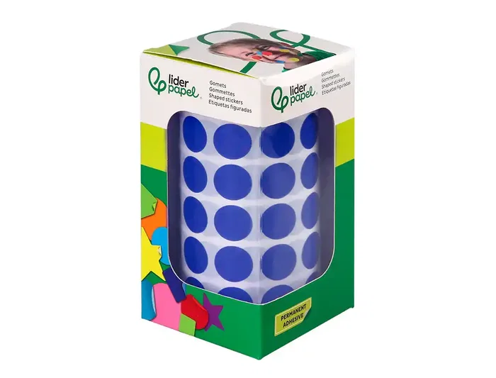 Liderpapel Gomets Circulares Autoadhesivos 15 mm Azul Rollo 2500 Unidades en Caja de Cartón Liderpapel Gomets Circulares Autoadhesivos 15 mm Azul Rollo 2500 Unidades en Caja de Cartón