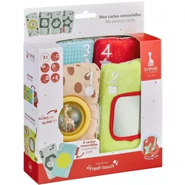 Sophie La Girafe Tarjetas sensoriales Sophie la Jirafa - Varios materiales con Braille y Velcro - Ref: AAATG69951