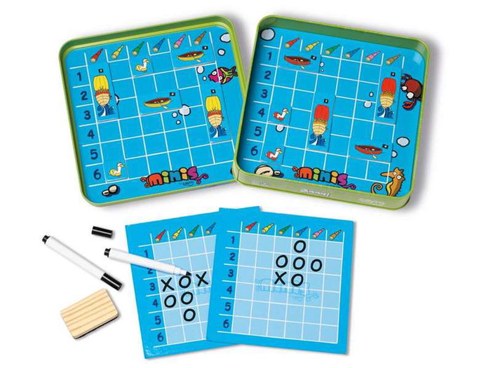 Cayro Juego Barcos Arrr de Madera en Caja de Metal, 8 Piezas, 2 Jugadores, 19x19x3,5cm