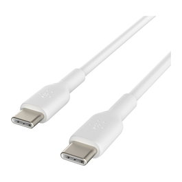 Belkin CAB003BT2MWH Cable USB-C a USB-C 2 Metros Blanco, PVC, Plug and Play