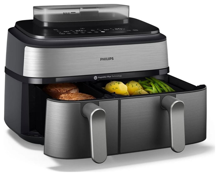 Philips Airfryer NA555/00 Dual Basket 9L Plata Philips Airfryer NA555/00 Dual Basket 9L Plata