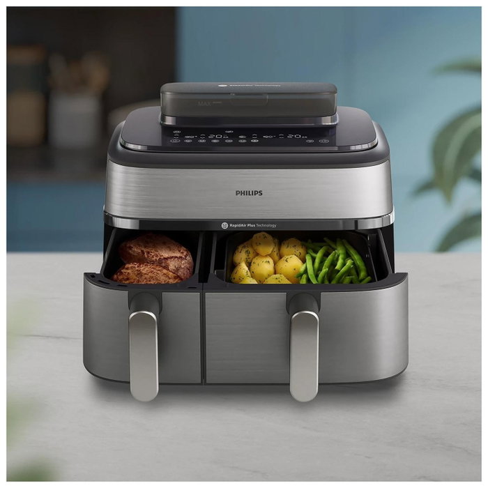 Philips Airfryer NA555/00 Dual Basket 9L Plata Philips Airfryer NA555/00 Dual Basket 9L Plata