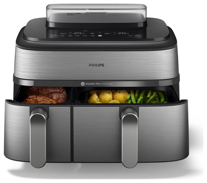 Philips Airfryer NA555/00 Dual Basket 9L Plata Philips Airfryer NA555/00 Dual Basket 9L Plata