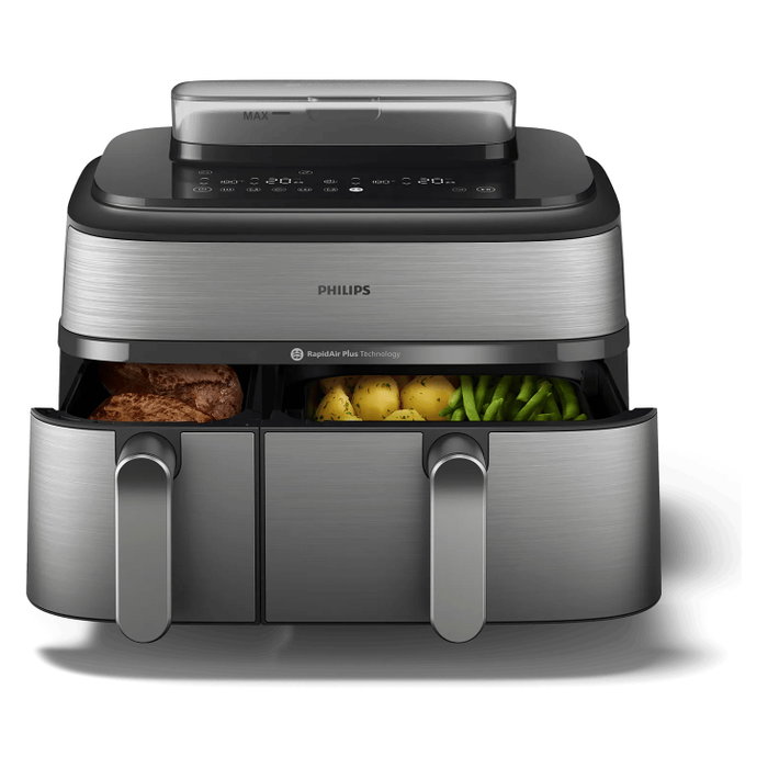 Philips Airfryer NA555/00 Dual Basket 9L Silver Philips Airfryer NA555/00 Dual Basket 9L Silver