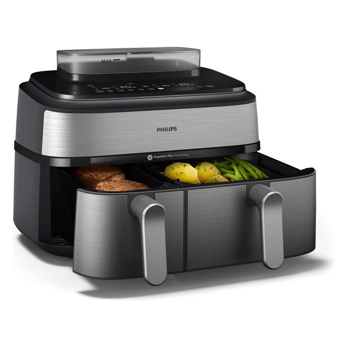 Philips Airfryer NA555/00 Dual Basket 9L Silver Philips Airfryer NA555/00 Dual Basket 9L Silver