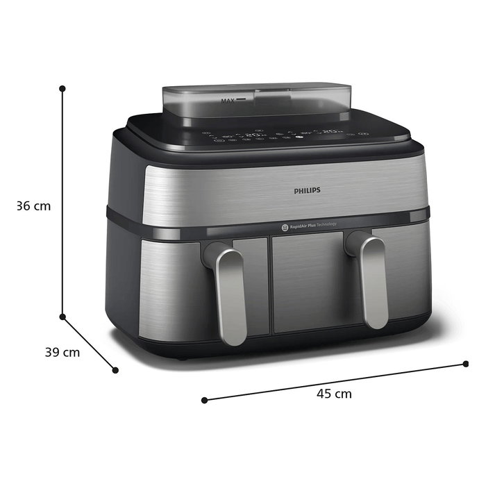 Philips Airfryer NA555/00 Dual Basket 9L Silver Philips Airfryer NA555/00 Dual Basket 9L Silver
