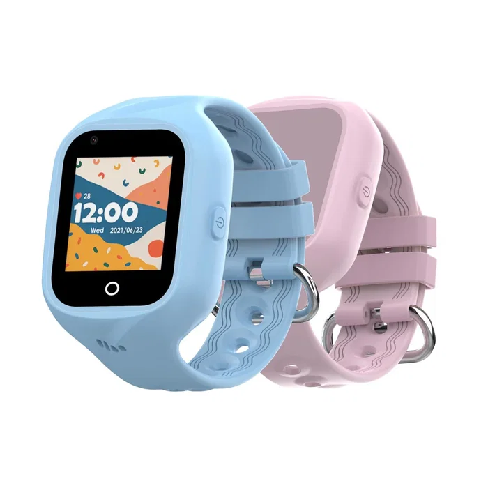 Celly KIDSWATCH4G Smartwatch Reloj Inteligente para Niños con 4G, GPS, Llamadas, Cámara, Pantalla Táctil 1.4", Correas Azul y Rosa - Negro