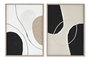 DKD Home Decor Cuadro Abstracto Marron Negro Lienzo Pino 70 x 50 x 3.5 cm (2 Unidades)