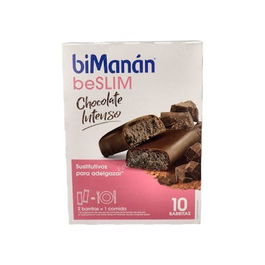 Bimanan Barritas Beslim Choco Intenso Chocolate Intenso - 10 unidades, Sustitutivo de Comida